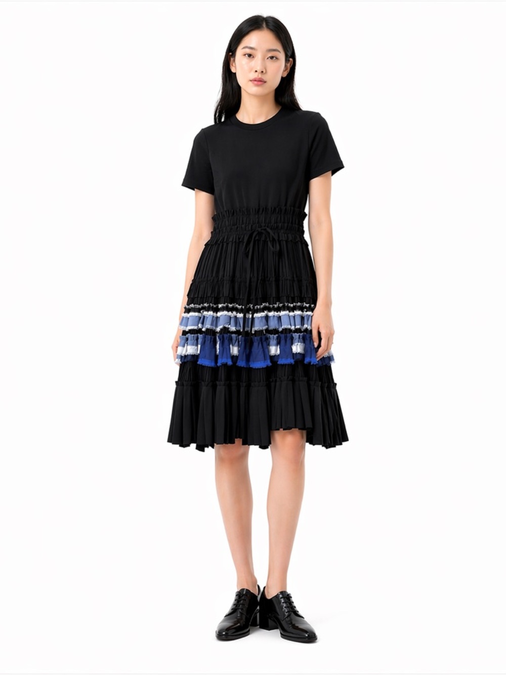 3.1 Phillip Lim Pleated Tiered Combo Knee-Length Dress Size 2